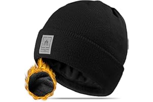 HIYATO Beanie Mütze Herren, Unisex Wintermütze mit Stretch und Weichem Fleecefutter, Warm Strickmütze für Frühling Herbst und Winter