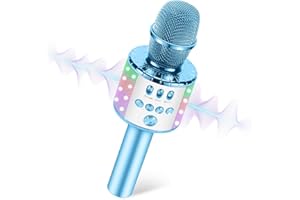 Kussla Blue Microphone for Kids Karaoke Microphone, HI-FI Sound, Compatible Android IOS & Multi-App, Kids Toys for 4 5 6 7 8 Year Old Christmas New Year Gifts| Blue