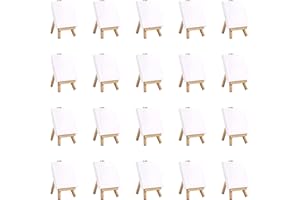 Belle Vous Lot de 20 Mini Chevalet Bois avec Toile a Peindre – L10 x l10 cm - Toile Vierge Pré-étendue et Apprêtée - Chevalet de Table pour Peinture à l’Huile et Acrylique et Dessin