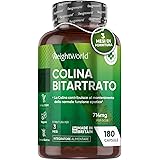 Colina 714mg - Integratore di Colina Bitartrato Alto Dosaggio 180 Capsule (3 Mesi), Colina Contribuisce al Mantenimento della
