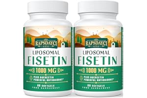 RAPSDAYCI Liposomal Fisetin with Quercetin - High Potency 1200mg per Serving Combo Antioxidant Supplement for Optimal Health - 60 Softgels Per Bottle (Pack of 2)
