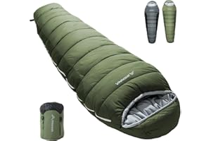 BISINNA Mummy Sleeping Bag for Adults - 4 Season Sleeping Bag Connectable Design Adjustable Hood for Warmth Windproof YKK Zipper - Camping Hiking Backpacking, Survival Gear