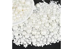 OSDUE Paumelles blanches 130 g de perles de sucre blanches comestibles en tailles mélangées pour gâteaux de pâtisserie, cupcakes, décorations de cookies pour la Saint-Valentin, les anniversaires, Noël