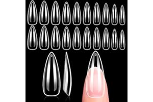 ‎MAKARTT Makartt Nail Tips Long Stiletto - 500 Stück Nageltips für Gelnägel Full Cover Medium Almond Nagel Tips Set Soft Gel Tips, Transparent Stiletto Tips Für Nägel Acrylnägel mit Tasche, 10 Größen