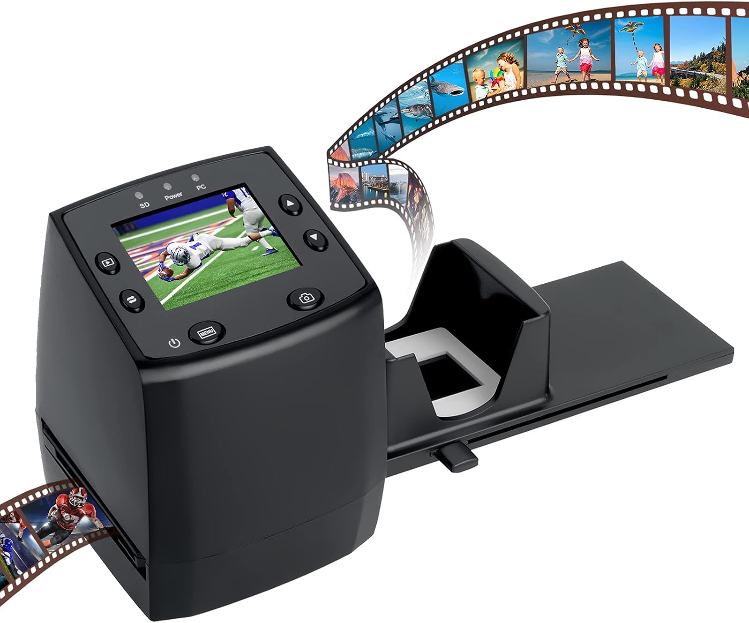 DIGITNOW! Escáner de negativos y diapositivas con pantalla LCD de 2,4”, alta resolución (3600 ppp), convierte negativos y diapositivas de 35/135 mm en archivos digitales JPEG