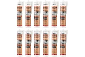 dubaust AMK24 Lot de 12 tubes de colle de montage universelle pour bois, polystyrène, pierre, moulures, moulures, colle acrylique, 511 g, cartouche blanche
