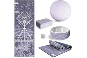 Fitfiu Fitness Kitwell 500 - Pack de 5 Accesorios Yoga Pilates Que Incluye Esterilla, Bloque, Rueda, Correa y Pelota Unisex Adulto