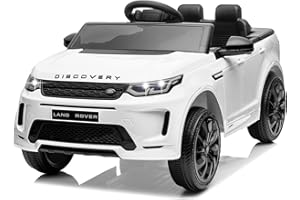 CoolGrows Land Rover Ride on Car, Electric Cars for Kids, with Remote Control, LED Lights, Music, 3 Speed Modes Smooth Start for 3-6 Years Old, Black, Max Weight 25KG (Grey) (White)