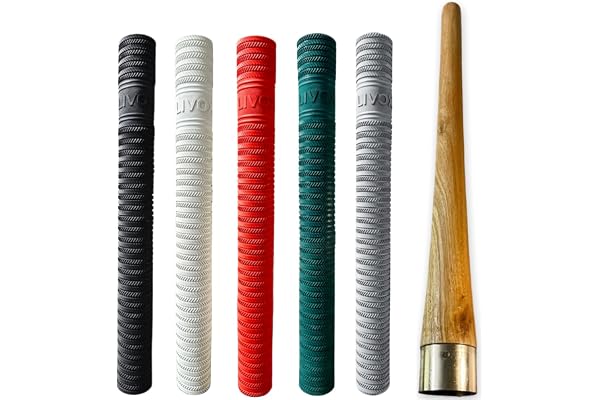 Sixteen Better Shock Absorption Cricket Bat Rubber Grip with Cone for Boys Cricket Bat Handle Accessories Grips (5 Bat Grip & 1 Wooden Cone) (Ring Texture)