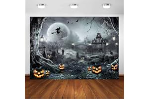 Avezano Sfondo fotografico per Halloween, zucca notturna, foresta nebbiosa, per bambini, strega magica, stregone, fantasma, decorazione per feste e servizi fotografici (2,1 x 1,5 m)