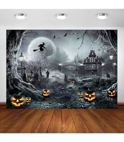 Halloween Fotohintergrund Spukhaus - 1,5x2,1 M Gruseliger Party-Hintergrund Für Fotos