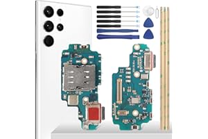 YHX-OU 6.8 Inch Charging Socket for Samsung Galaxy S22 Ultra 5G SM-S908B, SM-S908B/DS Dock Connector Port Charger Charging Port Microphone Audio Jack Flex Cable + Installation Tool