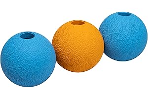 Amazon Basics balles à lancer en caoutchouc pour chien, 6.35 cm (Lot de 3), Bleu, Orange