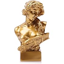 Busto Di Afrodite In Pietra Fusa | Scultura Handmade In Grecia | 24x11.5 Cm, 1.2 Kg | Decorazione Classica
