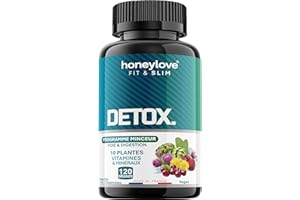 HONEYLOVE COMPANY Detox Minceur Puissant et rapide | Perte de poids | Foie et intestin, Chardon-Marie, artichaud, radis noir, queue de cerise, plantes & vitamines, Détox Digestion reins, colon | Extra fort Honeylove