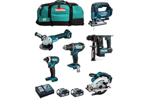 JG TODOTALADROS MAKITA Kit MK601 (DDF482 + DHR171 + DGA504 + DTD152 + DJV182 + DSS610 + 2 Baterías de 5,0 Ah + Cargador + 2 x LXT600)