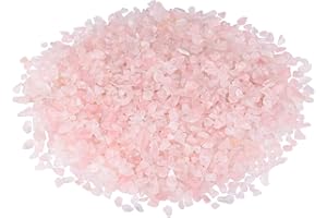 Amogeeli 460G Quartz Rose Pierres Concassées Petits Cristals Irrégulières Quartz Mini Pierres Polies pour Décoration, Jardin, Vase, Bijoux, Les Arts