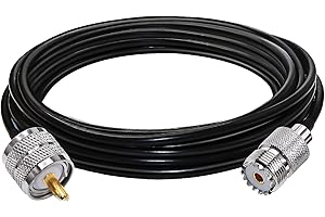TUOLNK UHF Femelle vers UHF Mâle Câble d'extension SO239 Câble coaxial RF RG58 PL259 Câble coaxial à faible perte pour Radio bidirectionnelle/Radio CB/Périphériques LAN sans fil Câble UHF 16.4ft (5M)