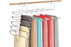 Baxcdyswe 2 Piezas Perchas Pantalones Ahorra Espacio 5 en 1, Percha para Pantalones, Plegables Acero Inoxidable Pantalon, Pantalonero Multiple Armario Pantalonero, Multi-Functional Pants Rack