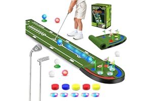 VATOS Juego de Golf de Interior: tapete de minigolf para niños con Bolas y Hoyos LED, Palos de Golf, Regalo Divertido para niños, Adolescentes y Adultos, Ideal para Jugar en Interiores y Exteriores