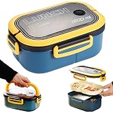FZYCOM Lunch Box for Adults, Bento Box with Compartments and Cutlery, 1200 ml Lunch Box to Carry Food, Airtight Food Holder,