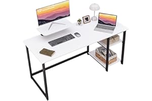 GreenForest Escritorio de Computadora 140 x 60 cm,Mesa de Computadora Portátil con Almacenamiento para Controlador,Mesa de Estudio para Oficina en Casa,Beige