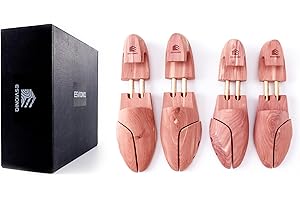 Esvioniq Men Cedar Shoe Tree Red Cedar Wooden Shoe Trees with Twin Tubes,Adjustable Shoe Trees For Men