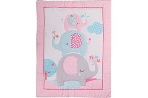 HMtideby Animal Themed Baby Toddler Blanket Quilt Cot Comforter Crib Baby Quilts for Boys and Girls Nursery Bed Throw Blanket 84x107cm, Pink Elephant, Suitable for All Season