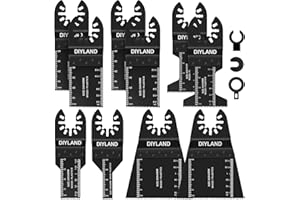 DIYLAND 13PCS Multi Tool Blade Set, Universal Oscillating Saw Blades, Oscillating Tool Accessories for Wood Plastics Cutting, Multitool Blades Compatible with Makita, Milwaukee, Dremel, Ryobi and More