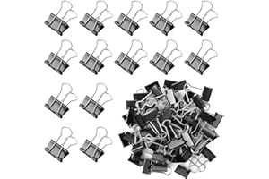 Androxeda 60 Pinces à documents 15 mm Boîte de Pinces à papier multi-fonctions Binder Clips Papier Métal Pince a Dessin pour Notes Papier à lettre Clip Fournitures de bureau Noir
