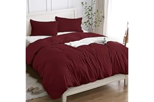 COTOPURO Poszwa na kołdrę pojedyncza 100% bawełna 155 x 200 cm (1 poszewka na poduszkę 50 x 80 cm), wysokiej jakości bawełna OEKO-TEX 150gsm, miękki, oddychający, hipoalergiczny - bordowy