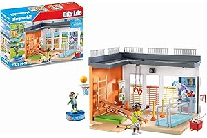 PLAYMOBIL City Life 71328 Anbau Turnhalle, Turnhallen Anbau mit Basketballkorb, Slalomstangen, Fußballtor, Tenniszubehör und mehr, Spielzeug für Kinder ab 4 Jahren