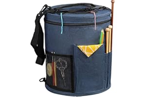 SumDirect Wolle Tasche für Garn, Tasche Stricken, Handarbeit stasche Aufbewahrung Stricktasche für Wolle, Projekte, Stricknadeln, Häkelnadeln und andere Zubehörs(blau)