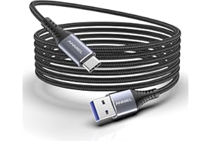 ANMIEL Kabel USB C bardzo długi 3 m, USB-C 3.0 typu C na USB A kabel do ładowania danych nylonowy pleciony do Samsung Galaxy Ultra S20+ S10 S9 Note 10 9 Tab S4 Nintendo Switch -Space Gray