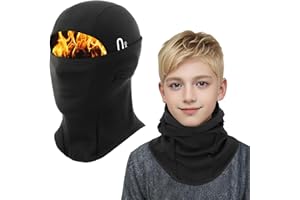 AYPOW Passamontagna Invernale in Pile Termico Bambini 4-12Anni, Multifunzione Antivento Caldo Maschera da Sci Ciclismo, Berretti Cappello con Scaldacollo, per Ragazzi Ragazze Sport all'Aria Aperta