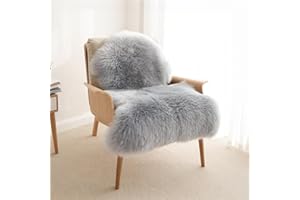 AMFUN Faux Lammfell Schaffell Teppich, Longhair Flauschiger Teppich, Flauschiger Schaffell Lammfell Fellteppich Waschbar, Weicher Fell Carpet für Stühle Sofa Schlafzimmer(Grau, 75 x 120 cm)