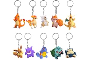 FAINCA Schlüsselanhänger, 10 Stück Silikon Schlüsselringe, Niedlich Anime Schlüsselbund, Personalisierter Schlüsselanhänger, Schlüssel Anhänger, Schultasche Decor Keychain