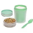 Goodful Double Wall Insulated Yogurt Container, Leak Proof Food Storage, Snack Container with Reusable Plastic Spoon, Microwave Safe, Dishwasher safe, Freezer Safe, 14-Ounce, Green