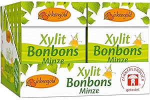 ‎BIRKENGOLD Birkengold Xylit Bonbons Minze zuckerfrei, 12 x 30 g | zahnpflegend | zuckerfrei | vegan | 100% europäisches Xylit | natürliche Zutaten