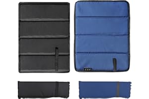 FADCAER 2 tappetini pieghevoli, cuscini isolanti termici per viaggi, portatile, cuscino di seduta pieghevole da campeggio, impermeabili, per viaggi, escursioni, picnic, stadio (nero + blu)