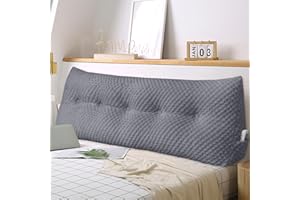 WUIOYNF Weiches Keilkissen Bett Großes Rückenkissen, bequem und stützend, Lesekissen Wandkissen Lendenkissen für Couch und Betten, Stützkissen, Nackenkissen mit abnehmbarem Bezug(Dunkelgrau-180x20x50cm)