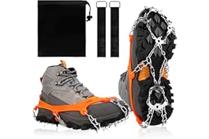 Vdealen Crampon pour Chaussures de Randonnée Antidérapent avec 19 Crampons Inoxydable Crampons pour la Marche, pour Neige Activités Le Jogging, l'escalade et la Trail