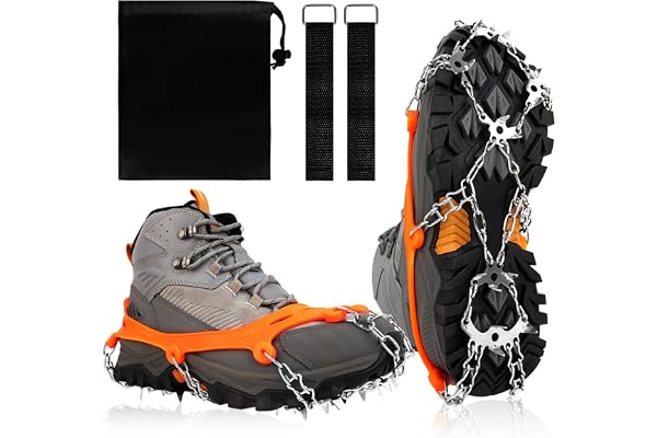 Vdealen Crampon pour Chaussures de Randonnée Antidérapent avec 19 Crampons Inoxydable Crampons pour la Marche, pour Neige Activités Le Jogging, l'escalade et la Trail