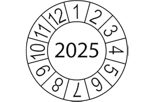 SCHILDERKRÖTEN 1000 x Prüfplakette/Sicherheitsplakette 20 mm Durchmesser mit untersch. Beschriftungen (1000, Jahresplakette 2025 - weiß)
