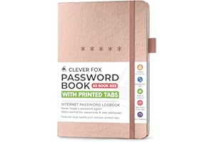 Clever Fox Password Book Medium – Internet Address & Password Journal Organizer – Computer & Website Log-In Keeper Notebook (Rose Gold)