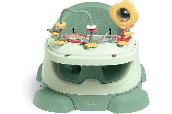 Mamas & Papas Baby Bug Siège rehausseur pour les repas, plateau amovible, harnais, siège réglable et pieds antidérapants, Eucalyptus