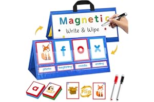 BOHEMIABY CVC Tableau de poche effaçable à sec avec mots à vue, cartes flash incontournables pour salle de classe, jeux phoniques pour l'éducation à la maison des enfants