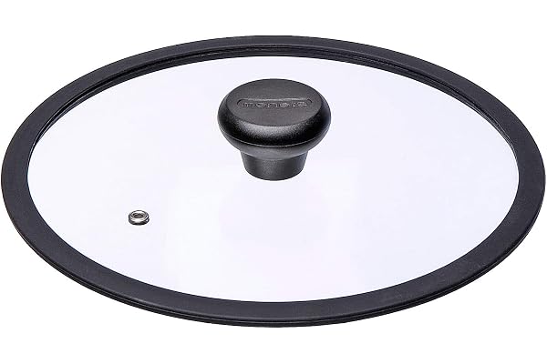 Moneta Etnea Couvercle en Verre Trempé avec Rebord en Silicone, Résistant aux Hautes Températures, Revêtement Effet Pierre, Compatible Lave-Vaisselle, 28 cm