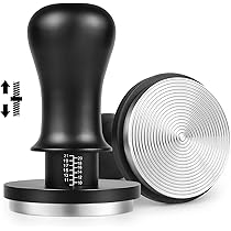 KYONANO Pressino per caffè espresso da 53,3 mm, 13,6 kg con caricamento a molla calibrato, in acciaio inossidabile 304, manico in alluminio anodizzato, compatibile con portafiltro Breville da oltre 53