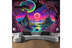 G-LIKE Wandteppich Wandtuch UV-Reaktiv Wandbehang – 3D Digital Bedruckt Farbenreich Dekostoff Dekoration für Wohnzimmer Schlafzimmer Party Urlaub